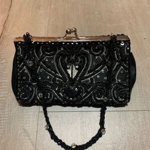 Elegant Black Beaded Clutch